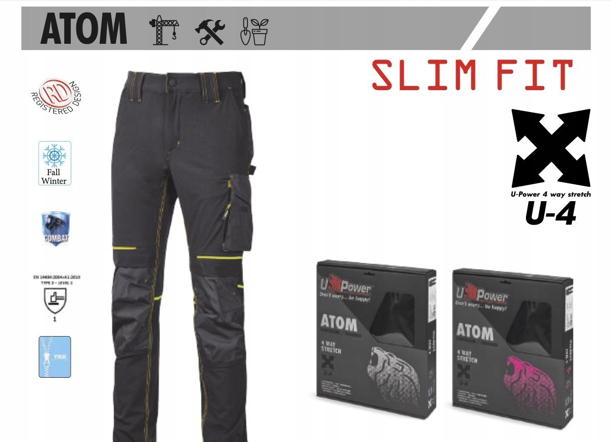 Spodnie robocze U-POWER ATOM GREY Premium r.XXL Spodnie robocze U-POWER ATOM GREY Premium r.XXL
