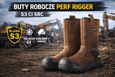 BUTY ROBOCZE MĘSKIE BUDOWLANE BHP MARKI PERF RIGGER SKÓRA S3