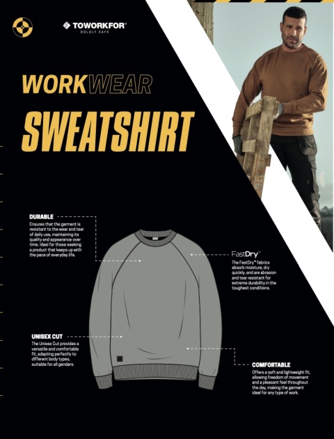 Bluza Robocza Fast Dry 300 g/m² Szybkoschnąca ToWorkFor 1U20.13 Brąz Camel r.M-XL