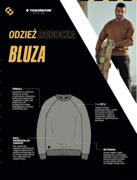 Bluza Robocza Fast Dry 300 g/m² Szybkoschnąca ToWorkFor 1U20.13 Brąz Camel r.M-XL