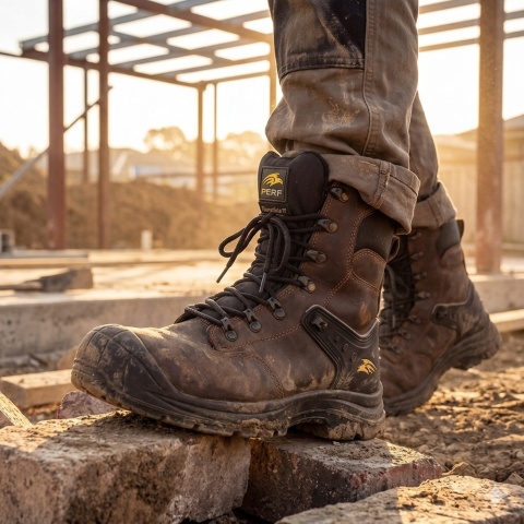 Buty Robocze BHP S3 SRC PERF Brown Wysokie Skóra Licowa Stalowy Nosek