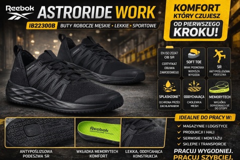 Buty Robocze Reebok Astroride Work IB2230OB SR Lekkie Bez podnoska