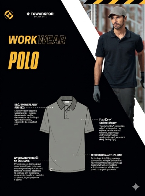 Koszulka robocza T-shirt ToWorkFor Szybkoschnąca FastDry Oddychająca Unisex Szara r.M-XXL