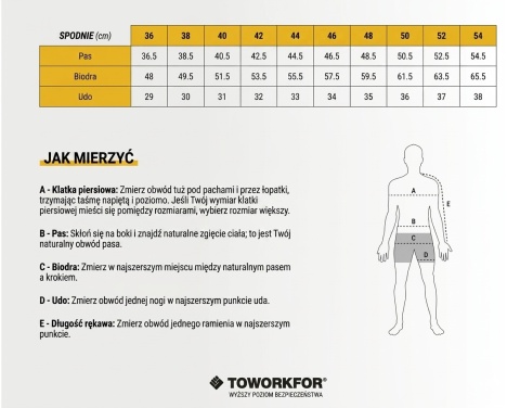 Spodnie Robocze CARGO GRANATOWE ToWorkFor – Wytrzymałe i Wygodne Spodnie BHP z Kieszeniami roz 46-54